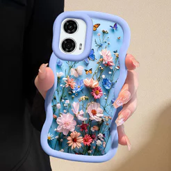 Capinha Flor Para Motorola Moto G24 G04 G04S E14 Capa De Silicone Macia Estilo Simples Macaron Case 0473