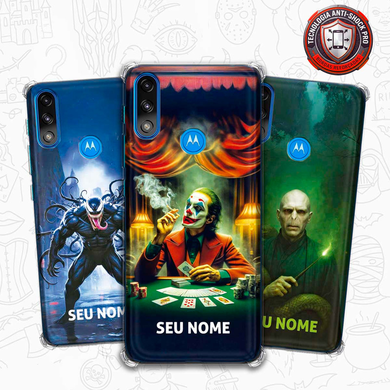 Capa Capinha - Motorola Moto E7 Power - Vilões Anti-heróis Filmes Cinema Personalizada com nome