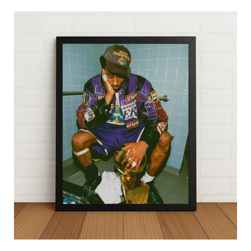 Quadro Kobe Bryant Campeão Nba Lakers Com Vidro Preto
