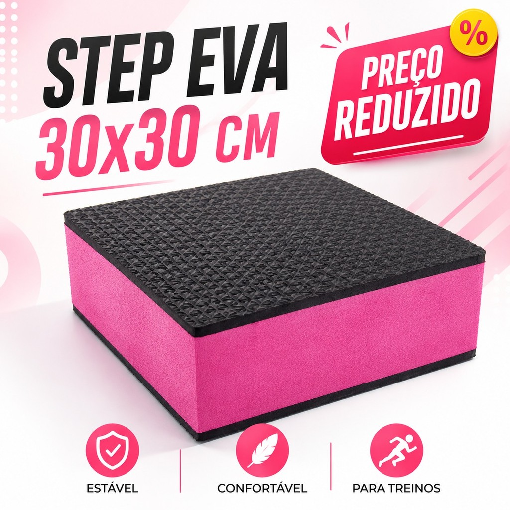 Step Academia 30x30x10 EVA Antiderrapante Plataforma Fitness Agachamento Glúteo Treino