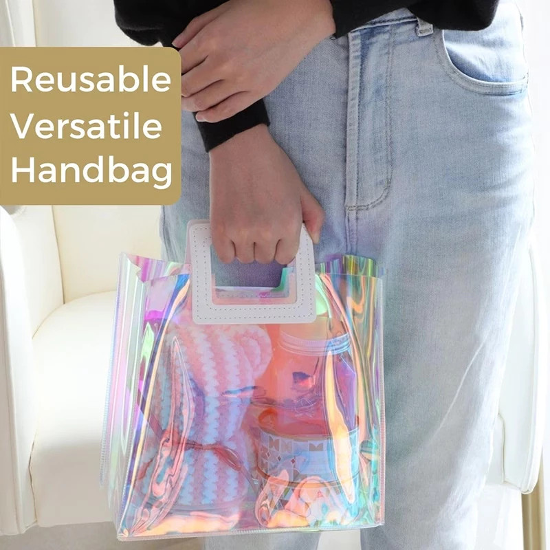 Bolsa Praia Pequena Feminina Vinil Multicolor De Mão Elegante Compacta Espaçosa Vendido(s) - Variação: