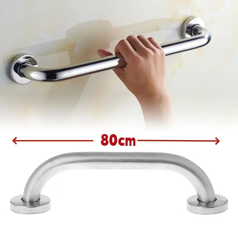 80cm Alça de Apoio Inox Barra Acessibilidade Segurança Idoso Banheiro Box Parede Corrimao Suporte Anti Queda Vendido(s) 