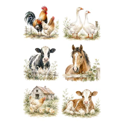 Decalque Porcelana Forno Caseiro - Mix Farmhouse 9cm