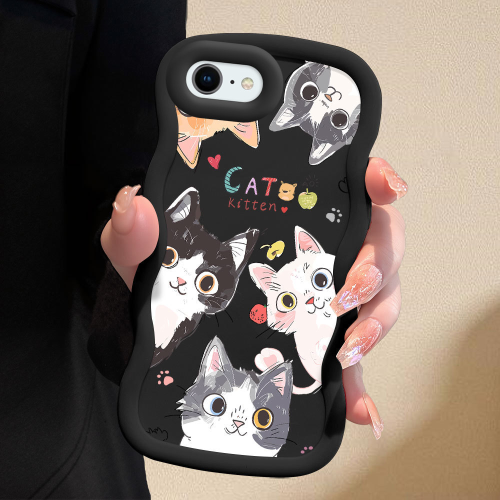 Capinha Gato Para iPhone 7 8 6 6S SE 2020 2022 Capa De Silicone Macia Estilo Simples Macaron Case 0202