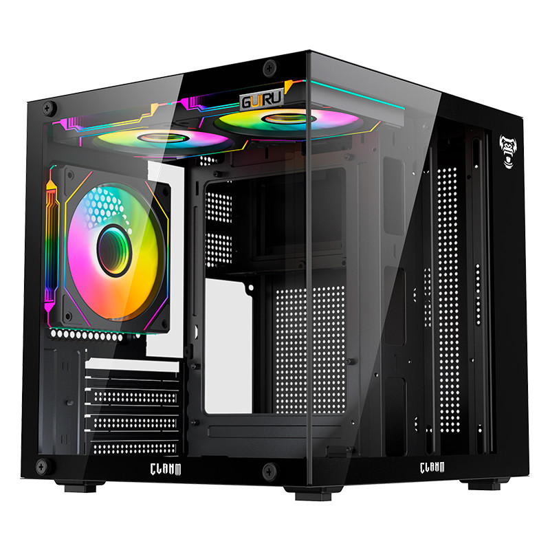 Gabinete Gamer Clanm Guiru Preto Vidro Temperado Compacto Micro-ATX Mini-ITX para PC Gamer Mini Tower