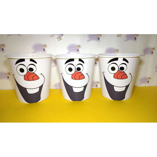 Kit 30 Rótulos Adesivo Personalizado para Baldinho de pipoca 1L e 1,5L - Lembrancinha (Envio Rápido) - Frozen e Olaf