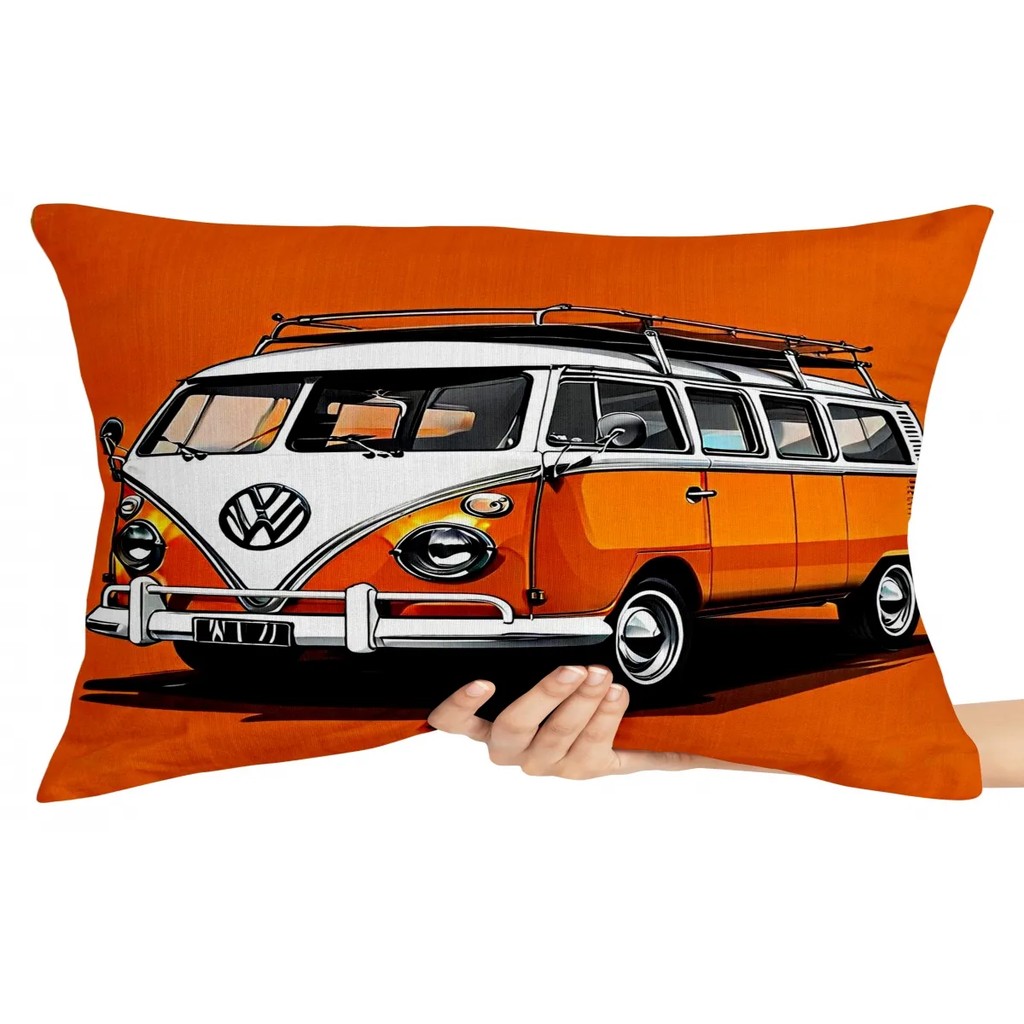 Capa Premium para Travesseiro ou Almofada kombi laranja desenho