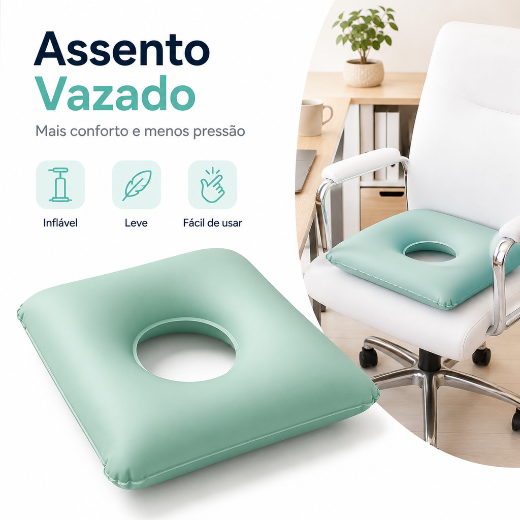 Assento Terapêutico Quadrado Almofada Ortopédica com Orifício