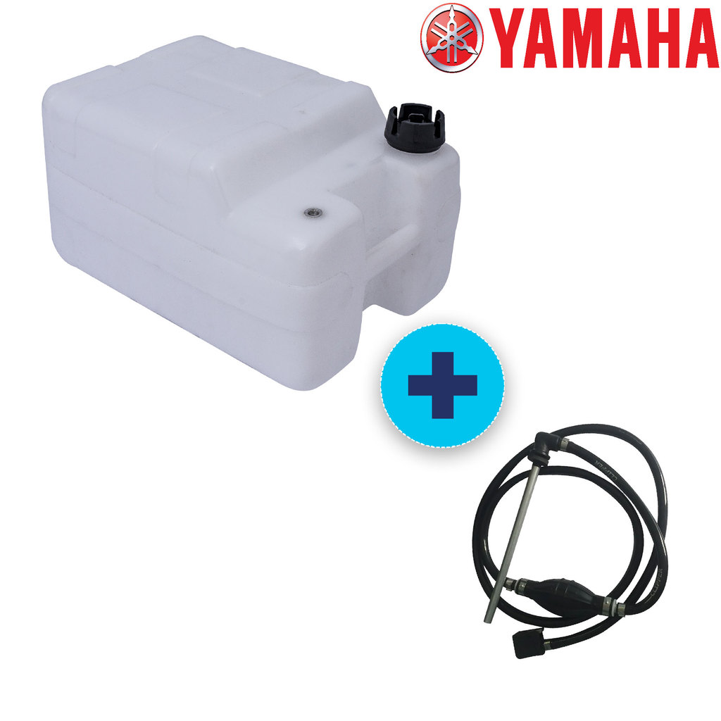 TANQUE 30 LITROS COM MANGUEIRA COMPLETA YAMAHA, MERCURY AMERICANO, MARINER ou TOYAMA - BRANCO