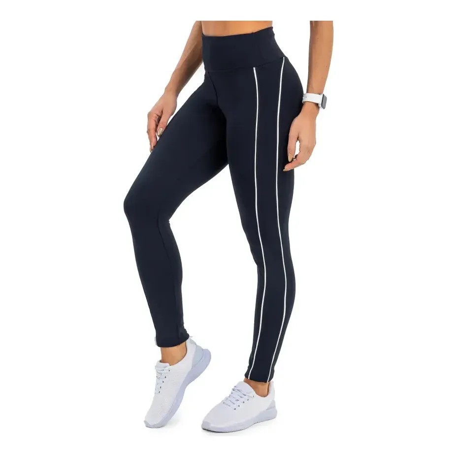 Legging Feminina Manalinda Fitness Lisa Alta Compressão Cós Alto Academia Treino Esportiva Ginástica