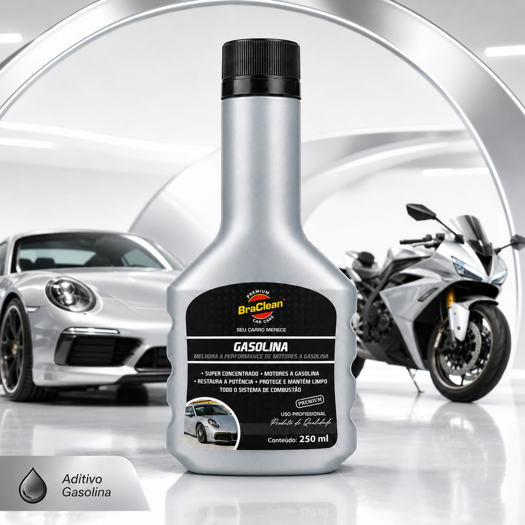 Aditivo Gasolina BraClean 250ml Para Cuidado Do Motor Carro Moto Uso Automotivo Via Tanque