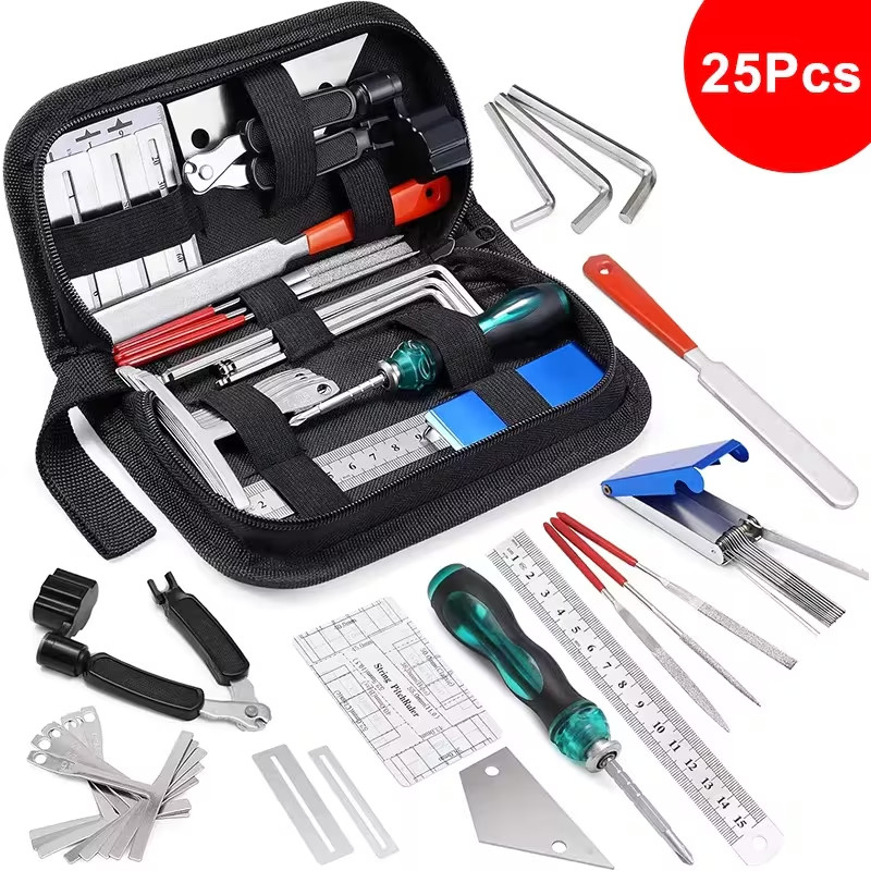 Conjunto de ferramentas de reparo de guitarra 25 em - Variação: