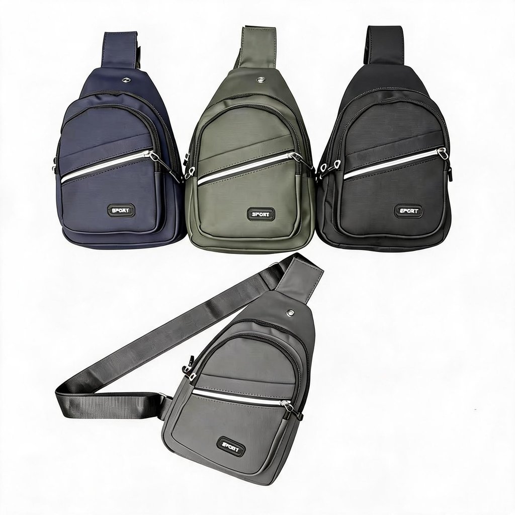 Bolsa Sling Peito Nylon Resistente À Água Ajustável Para Uso Diário Esporte Lazer 30cm Unissex