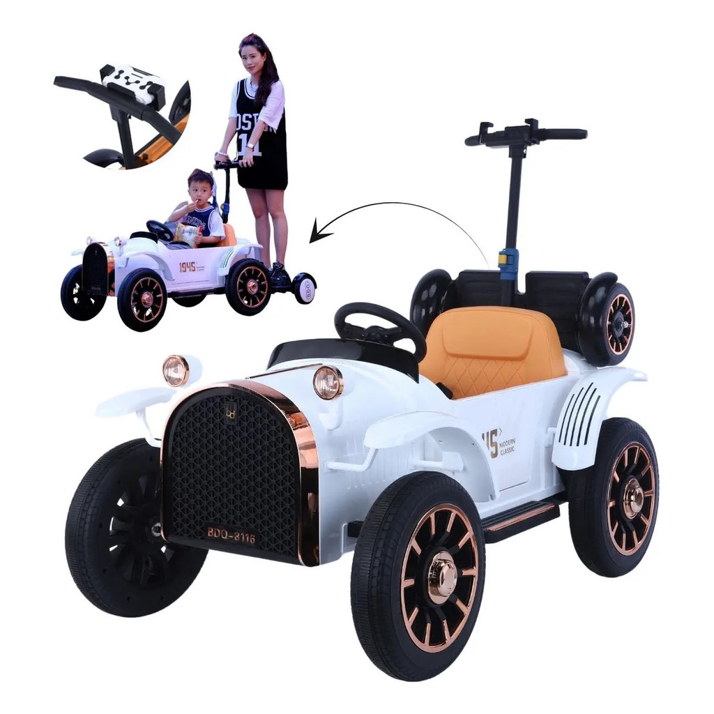 Imagem MINI CARRO ELÉTRICO RETRÔ 12V BRANCO - BW322BR Importway BW322BR
