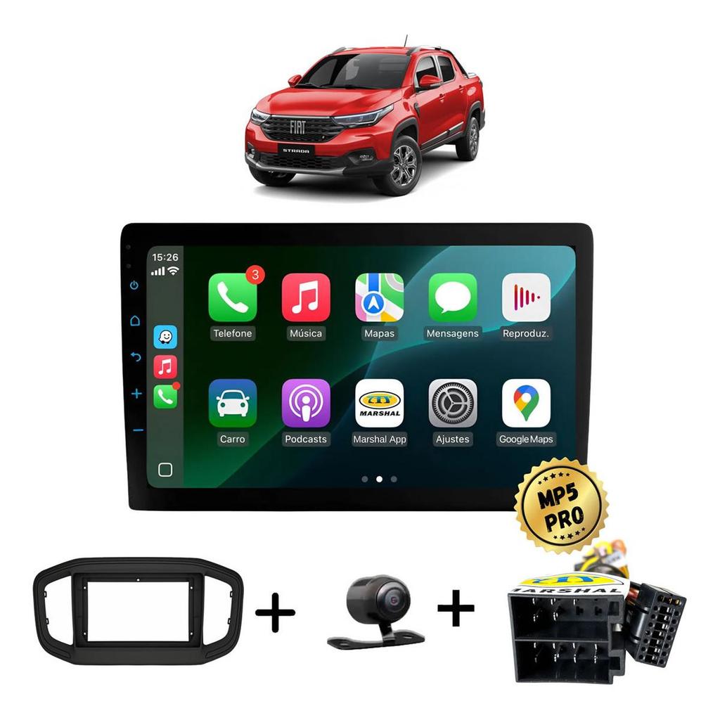 Kit Multimidia Mp5 Pro+ 9' Strada 2021 ou acima, com multimidia, +chicote