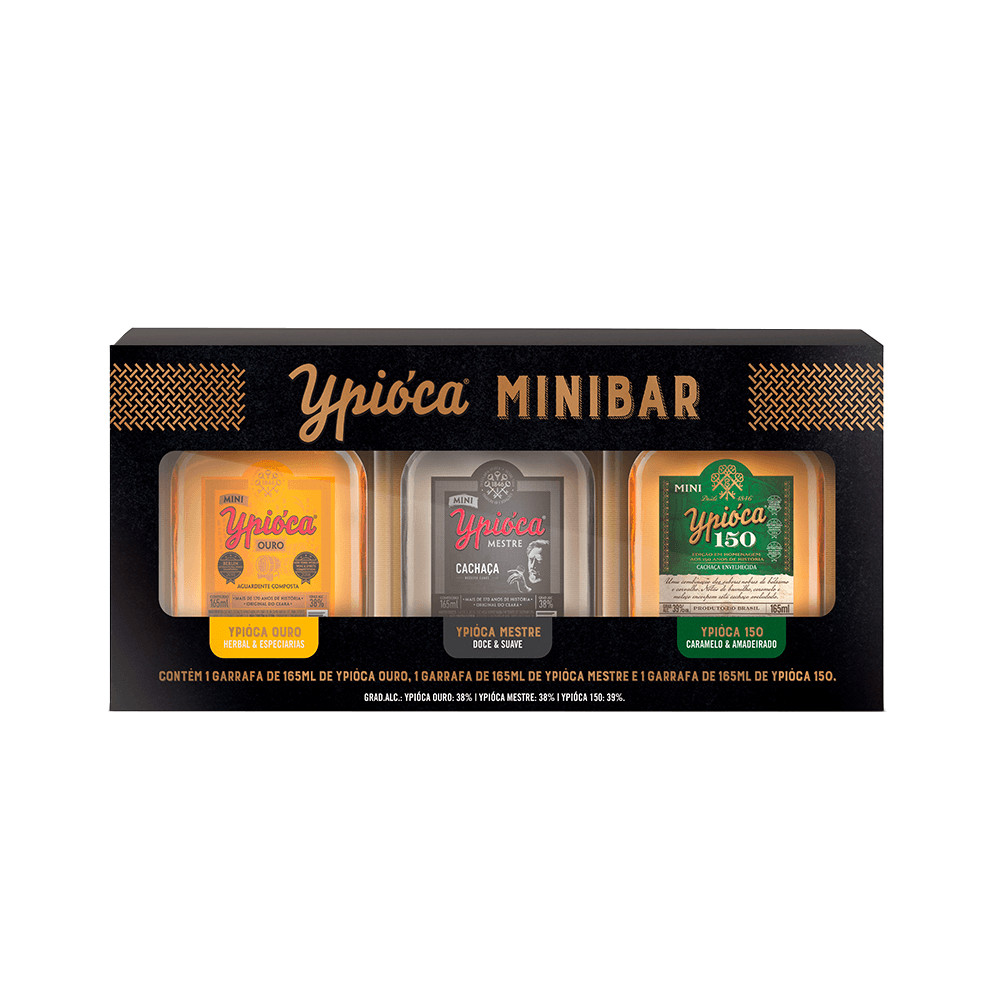 Kit Cachaça Ypióca Minibar 165ML - 3 Unidades