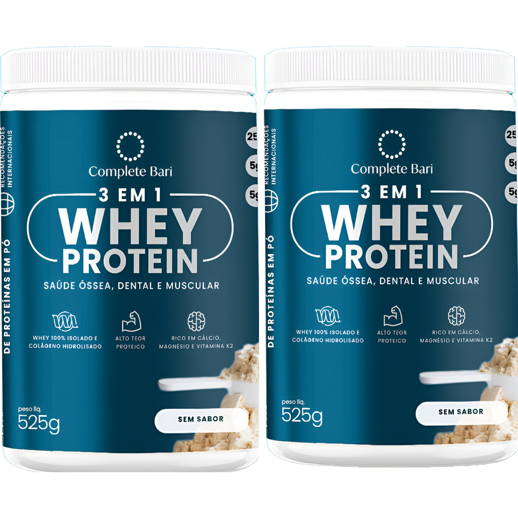 Kit 2 Whey Protein Concentrado 100% Isolado Com Bcaa - 525g