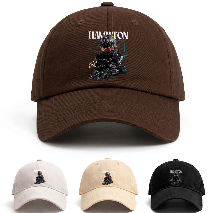 Boné Aba Curva Lewis Hamilton F1 Hamilton 44 Mercedes Racing Team Branco Promoção Streetwear Confortavel Casual
