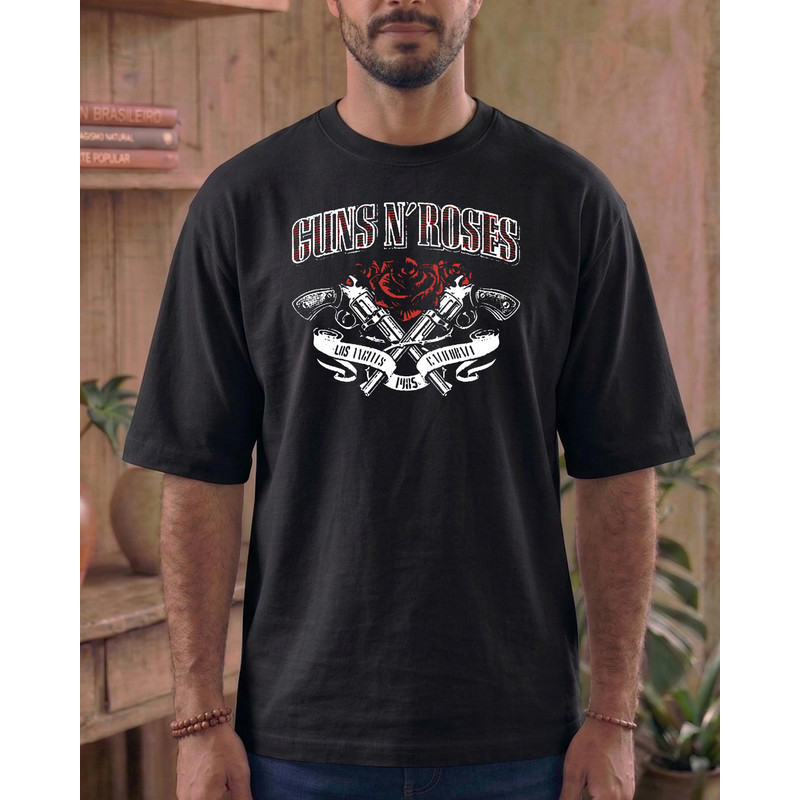 Camiseta Banda Rock Guns N'Roses Estampada Personalizada Oversized Streetwear