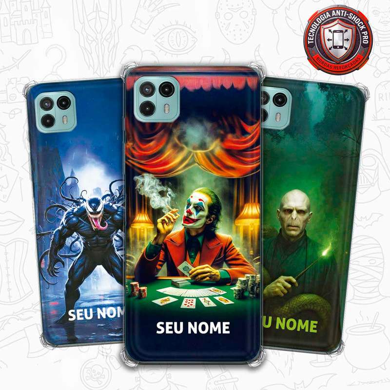 Capa Capinha - Motorola Moto G50 5G - Vilões Anti-heróis Filmes Cinema Personalizada com nome