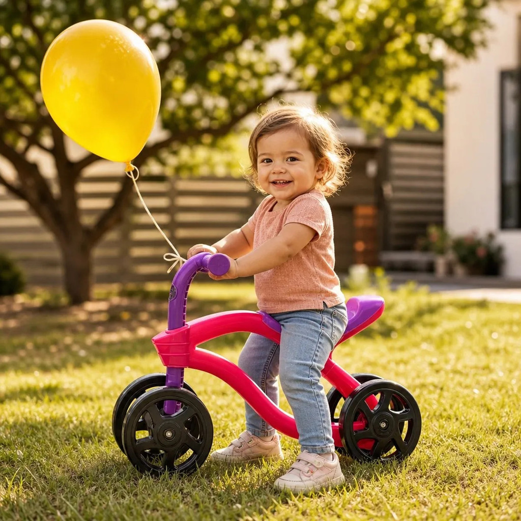 Bicicleta Infantil Equilíbrio Sem Pedal 4 Rodas Leve Balance Bike Presente Aniversário Criança 1 ano