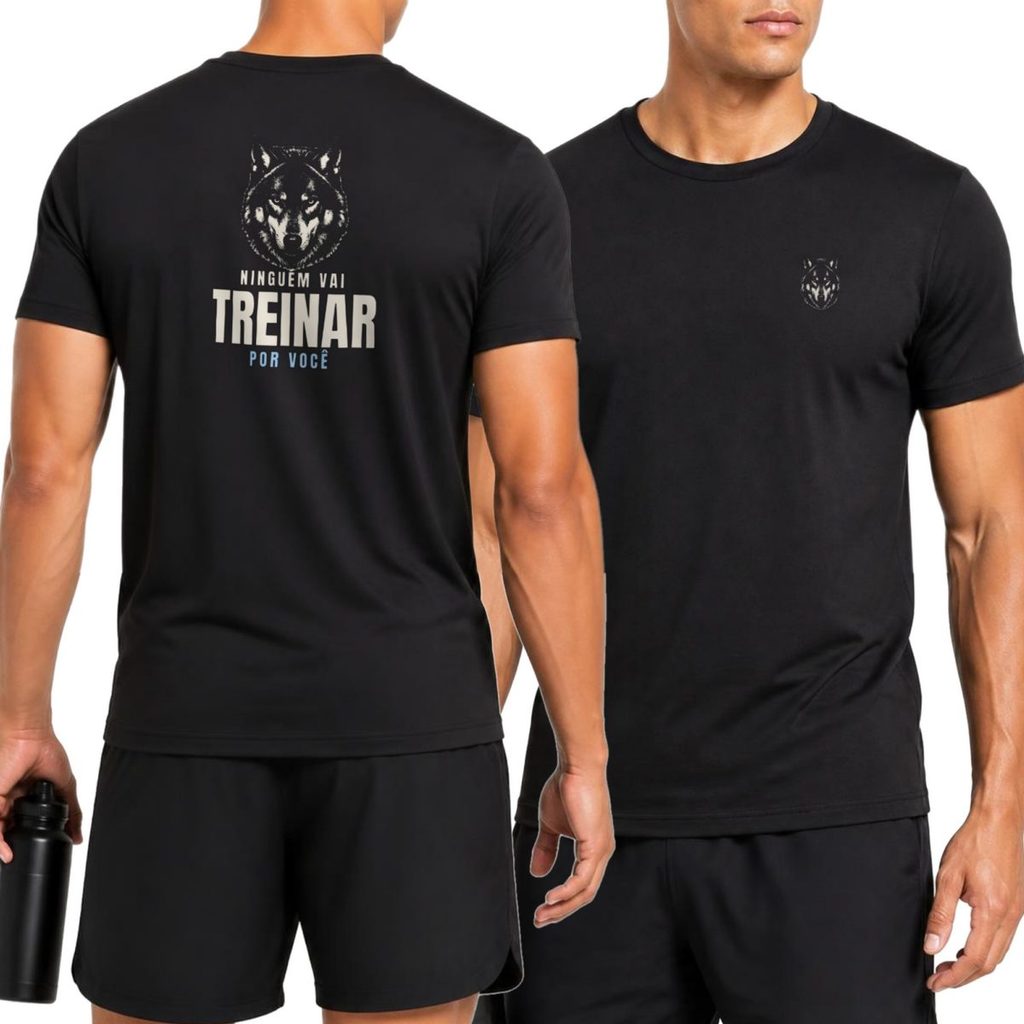 Camiseta Academia Treino Ninguém Vai Treinar por Você Algodão Unissex Masculina Feminina Estampada Costas Presente