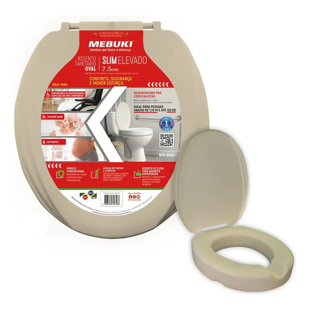 Assento Elevado 7,5cm Oval Cor Areia Para Vaso Izy Deca 6lpf
