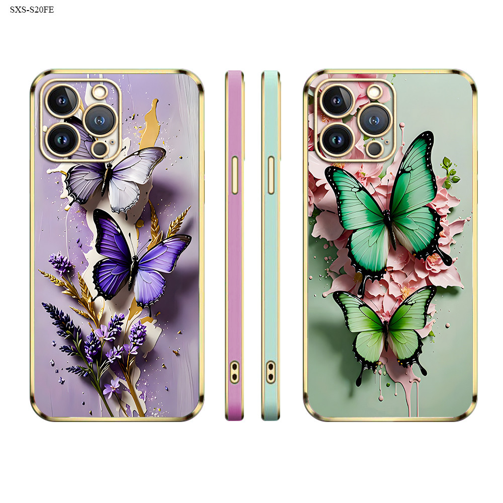 Capinha Para Samsung Galaxy S24 S23 S22 S21 S20 FE Ultra 4G 5G Capa Borda Dourada Anti-Impacto Case DD2047