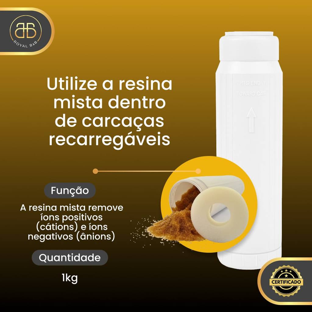 Resina Mista Purolite Mb400 60% Aniônica 40% Catiônica 1kg