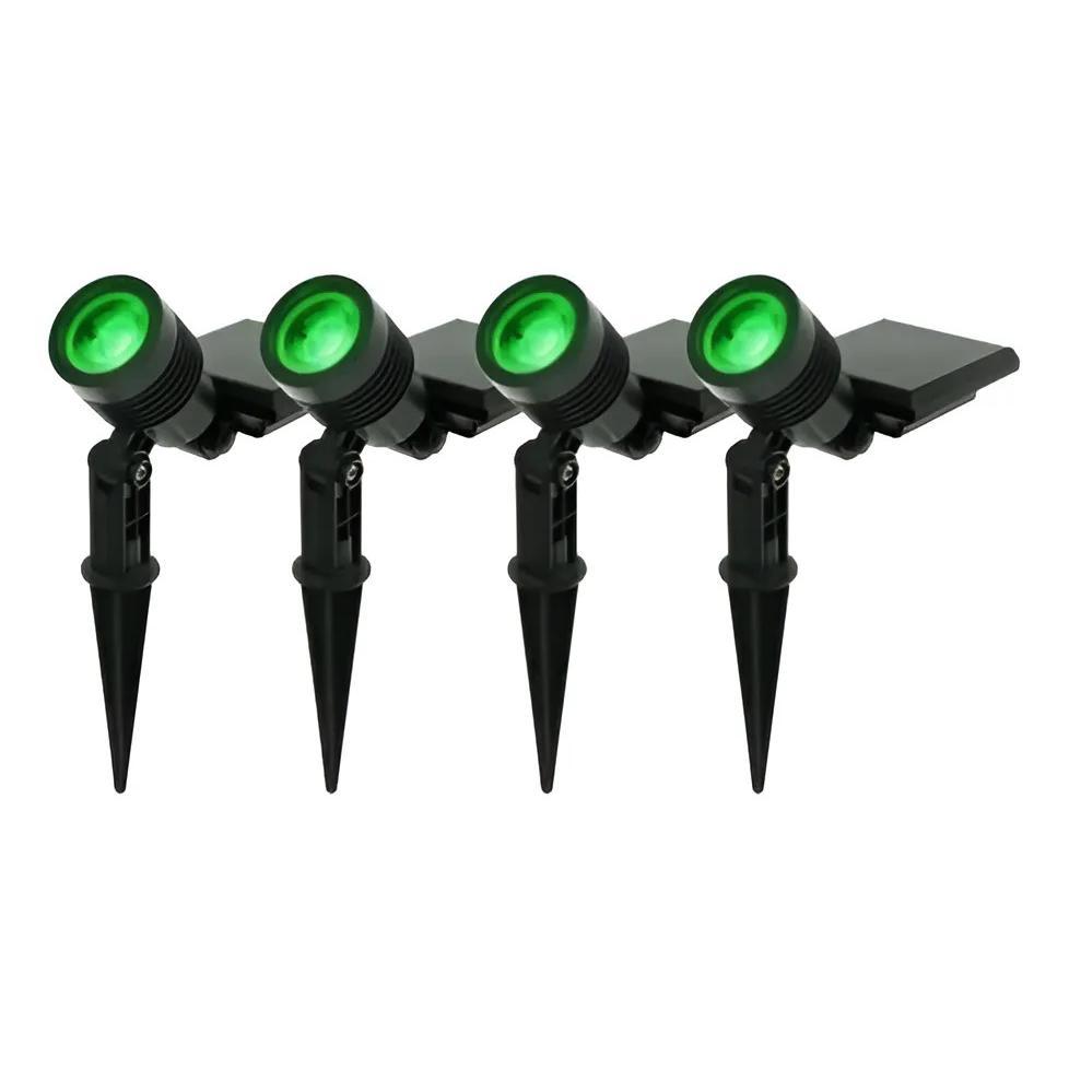Kit Com 4 Luminárias Solar Espeto De Jardim Verde Decoração