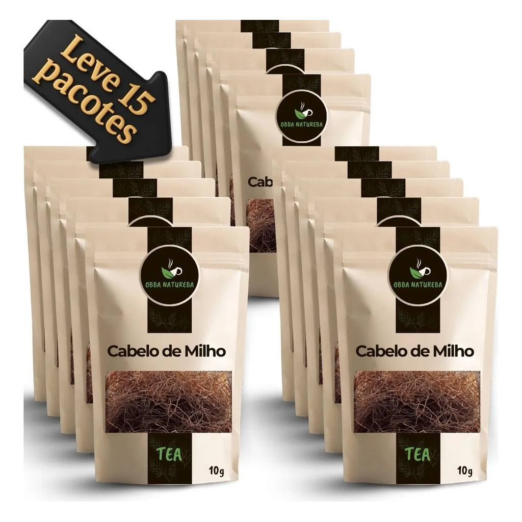 Infusão de Cabelo de Milho  Ideal para Chá Ritual Diário-Com 15 Pacotes-Com 15 Pacotes