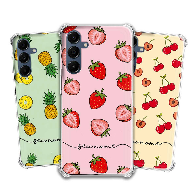 Capa Capinha - Samsung Galaxy A16 - Frutas Ilustração Morango Abacate Melancia Personalizada Anti-impacto