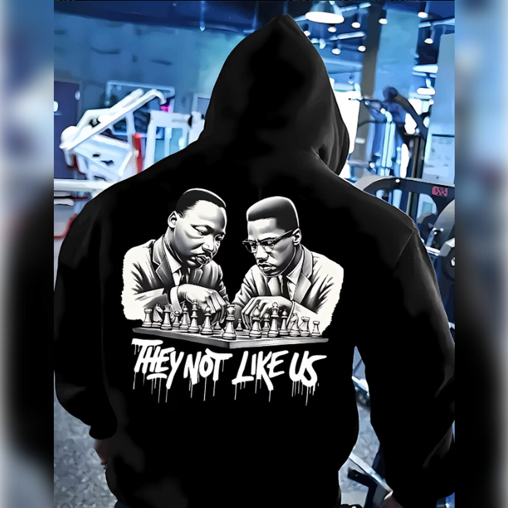 Camisola com Capuz Temática de Xadrez para Homens - Estampa Martin Luther King Jr. e Bobby REF-5664