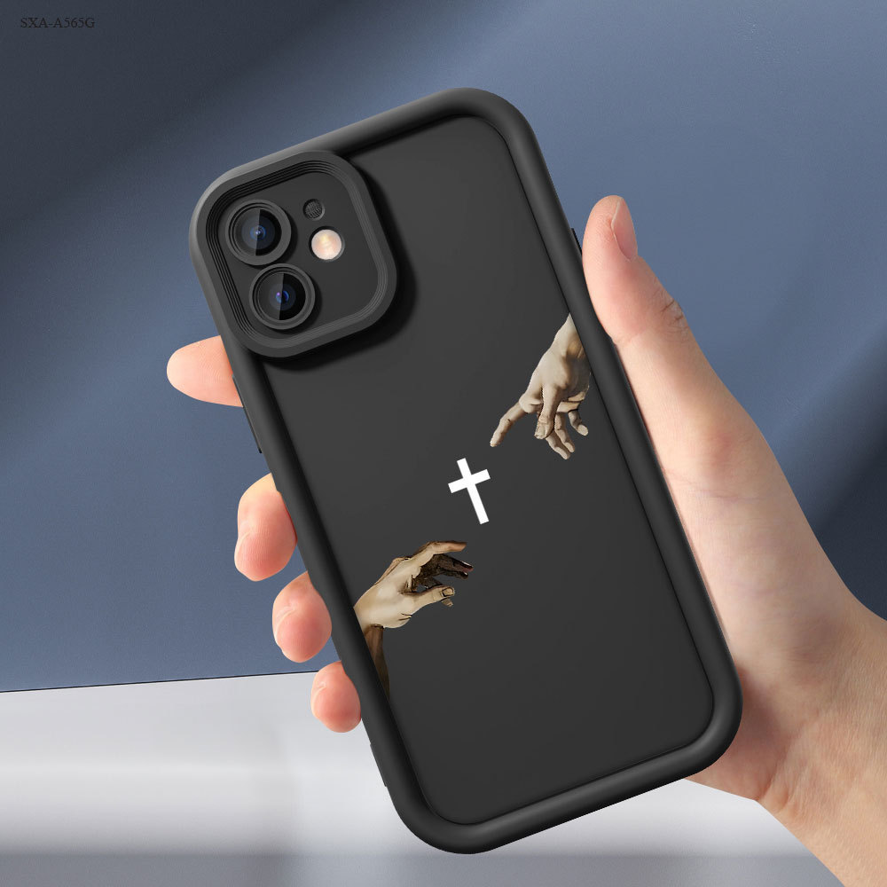 Capinha Jesus Anti-queda Macia Silicone Preta Para Samsung Galaxy A56 A55 A54 A53 A52 A52S A36 A35 A34 A32 4G 5G TYB7528