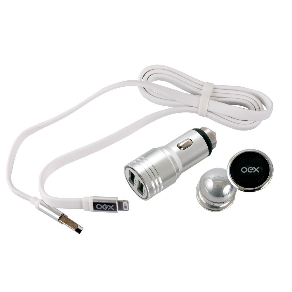 Kit Suporte Magnetico Painel Carro E Carregador Lightning
