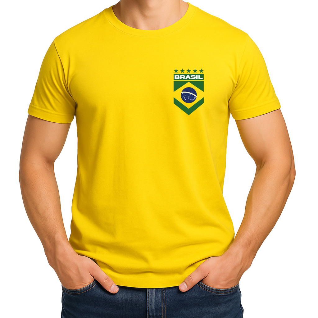 Camiseta Camisa Masculina Feminina 100% Algodão do Brasil Para Copa Com Nome e Número MD7