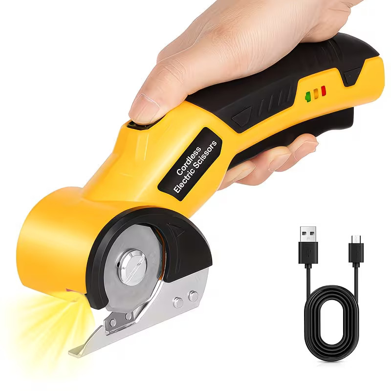 Tesoura Elétrica Cortador De Tecido Rotativo Bateria Longa Duração com cupom - Variação: