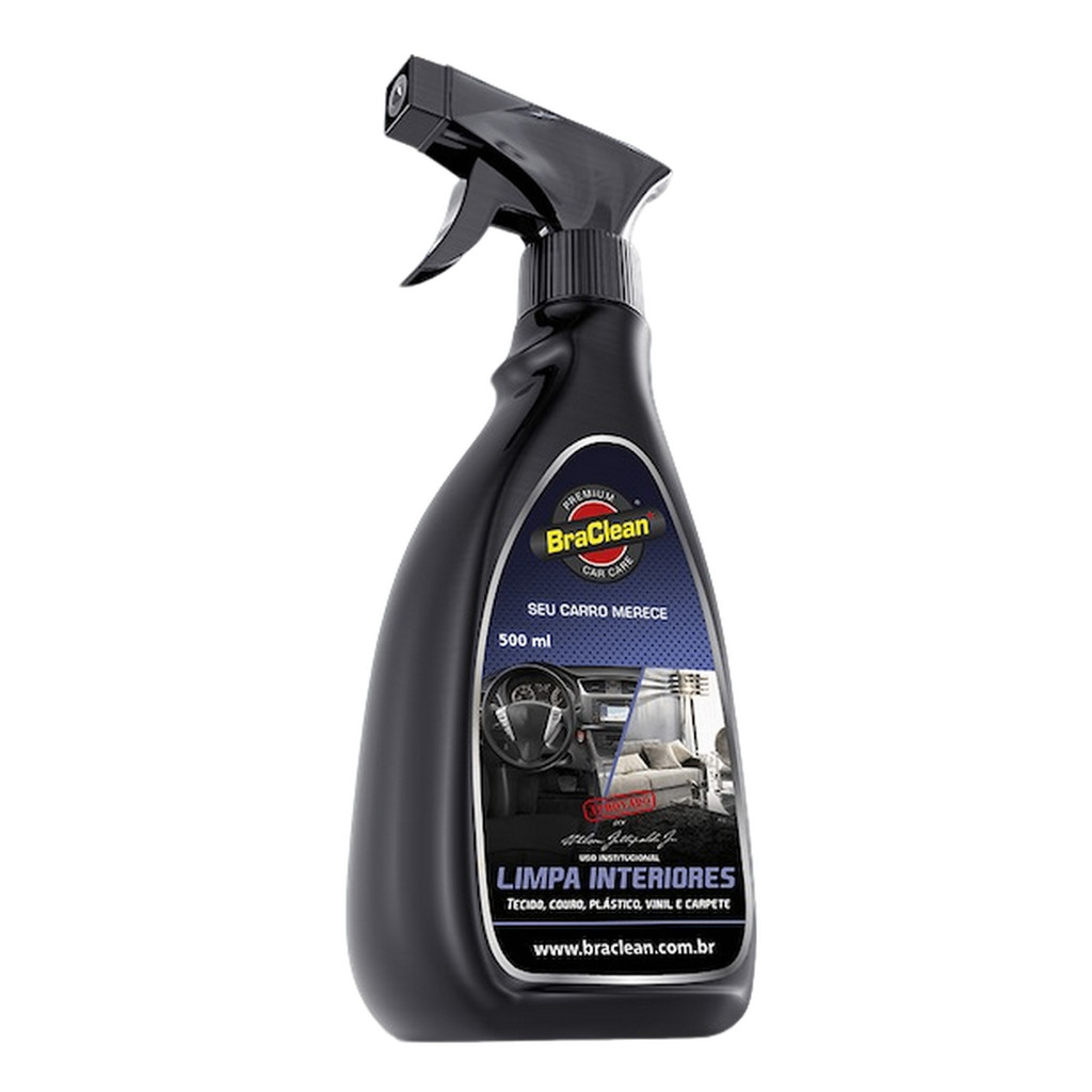 Limpa Interiores 500ml Painel Portas Plásticos Estofados Bancos Sofás Vinil Superfícies Automotivo