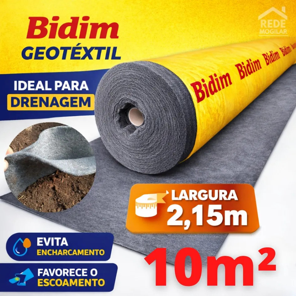 Manta Geotêxtil Bidim 10m2 Para Drenagem Filtragem Separação De Solo E Brita