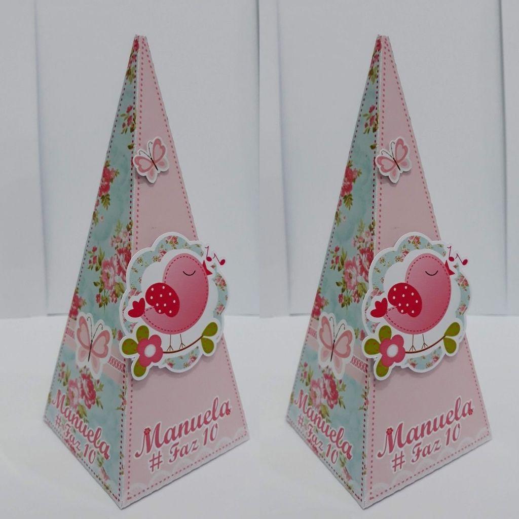 Caixa Pirâmide Personalizada | Caixa Cone | Lembrancinha para Festa | Envio Rápido | Jardim Encantado