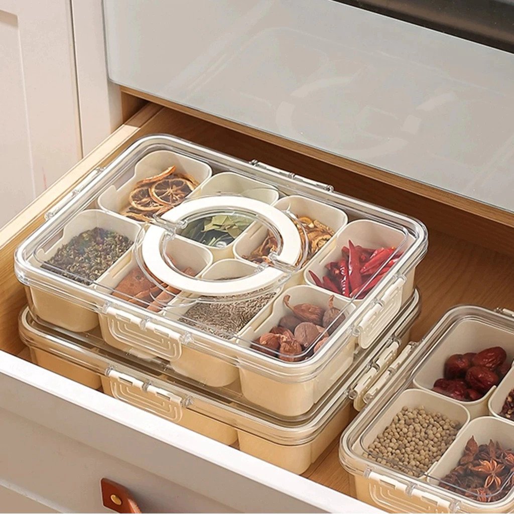 Pote Acrílico Luxo Multiuso Com 4 Ou 8 Divisórias Para Frutas Legumes Carnes E Ovos Transparente  Quatro Compartimentos