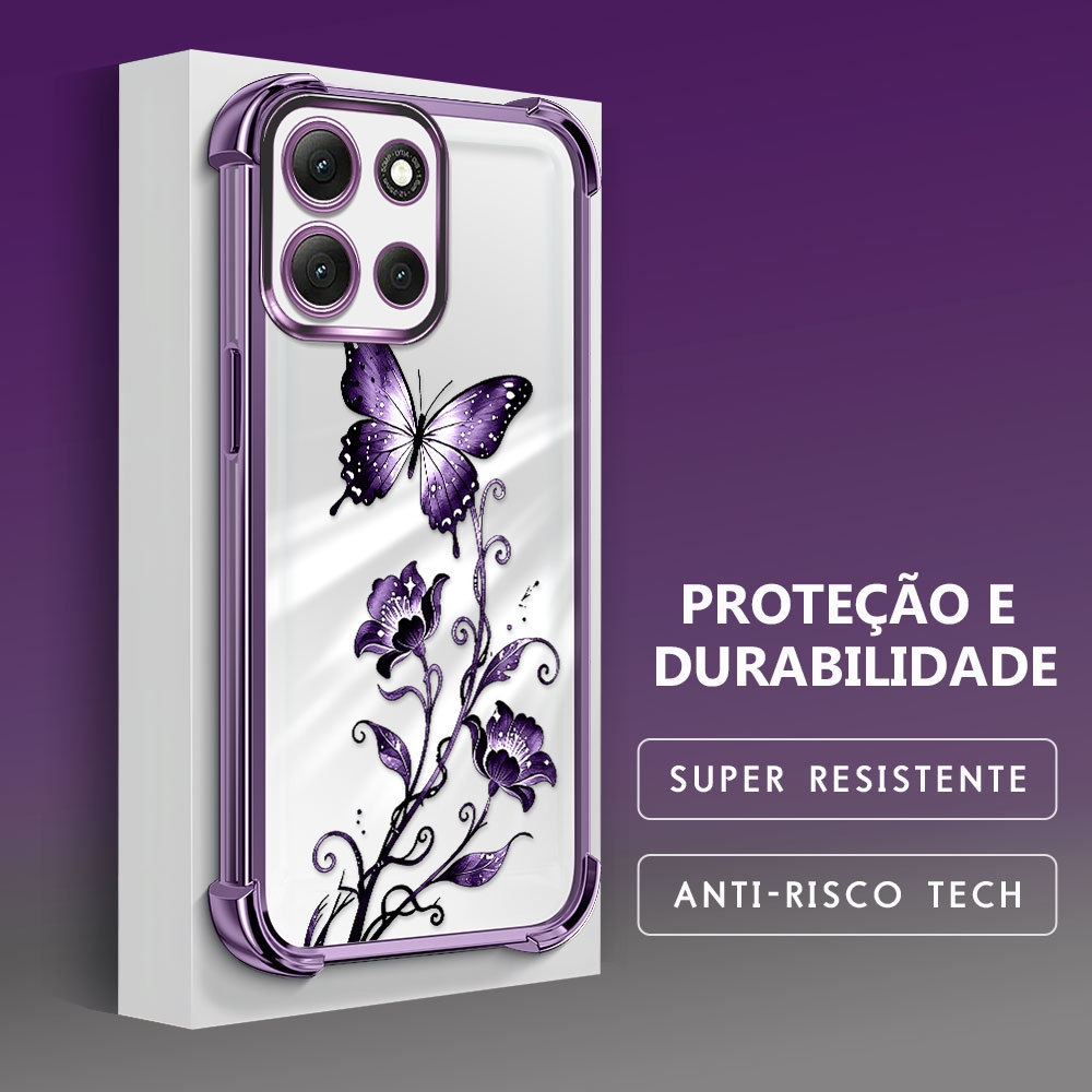 Capinha Anti Queda Impresso Borboleta Proteção da Lente Para Motorola Moto G86 5G Capa de Celular FS1472