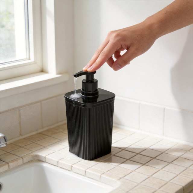 Dispenser Porta Sabonete Líquido Preto Para Banheiro Lavabo