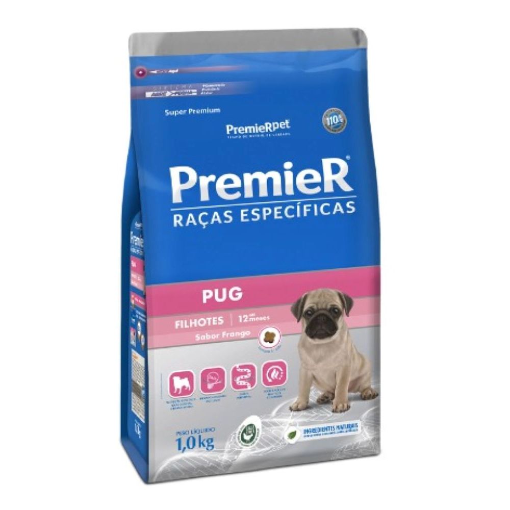 Ração PremieR Pet Raças Específicas Pug Filhotes Frango 1kg