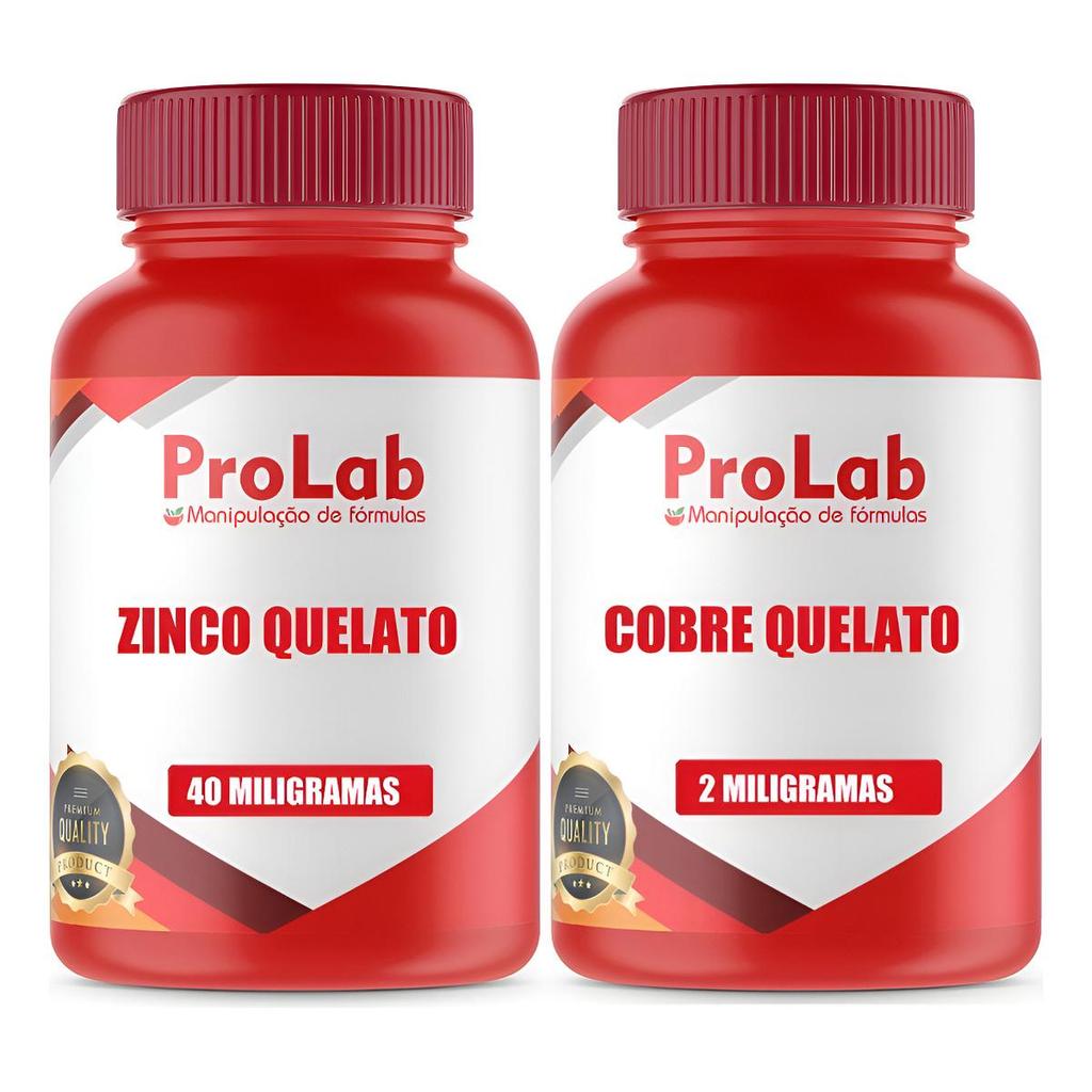 Zinco Quelato 40mg 60 Cáps + Cobre Quelato 2mg 60 Cáps