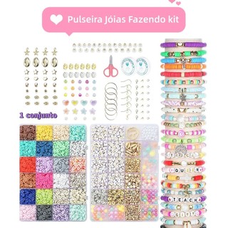 Conjunto de Material de pulseira, incluindo 5,924 contas de 24 cores, muito adequado para fazer pulseiras, colares e cor