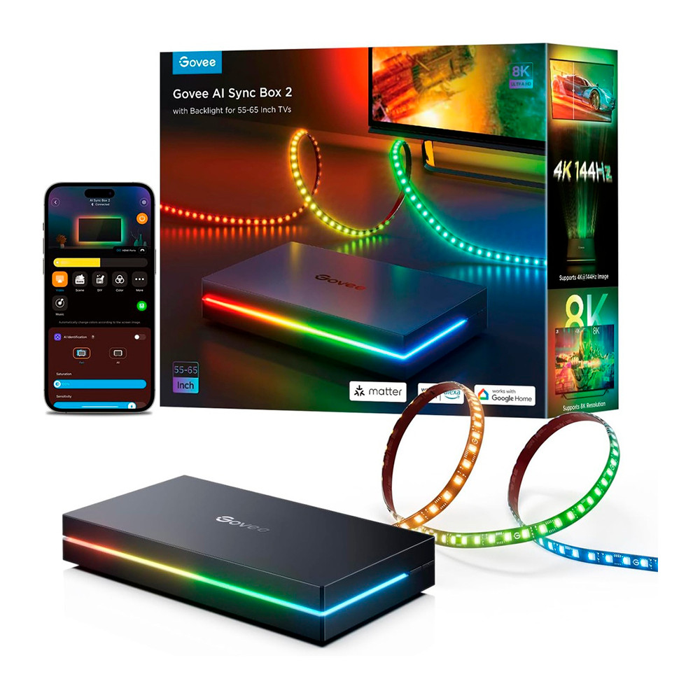 Govee AI Sync Box 2 HDMI 2.1 Kit Led 8k60hz Matter 55-65 pol