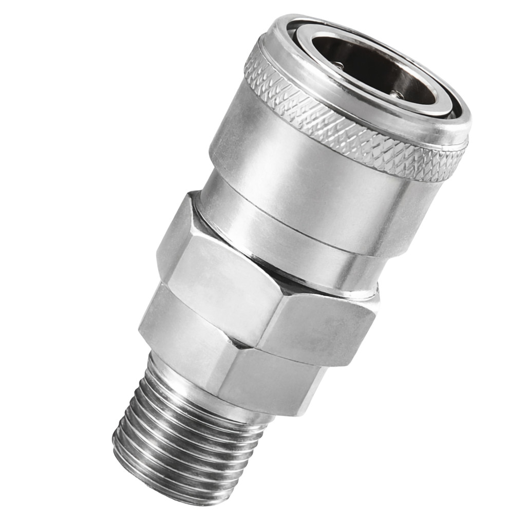 Kit 2 Engate Rápido Pneumático 1/4" Rosca Macho SM20 Trava Esfera P/ Compressor Mangueira