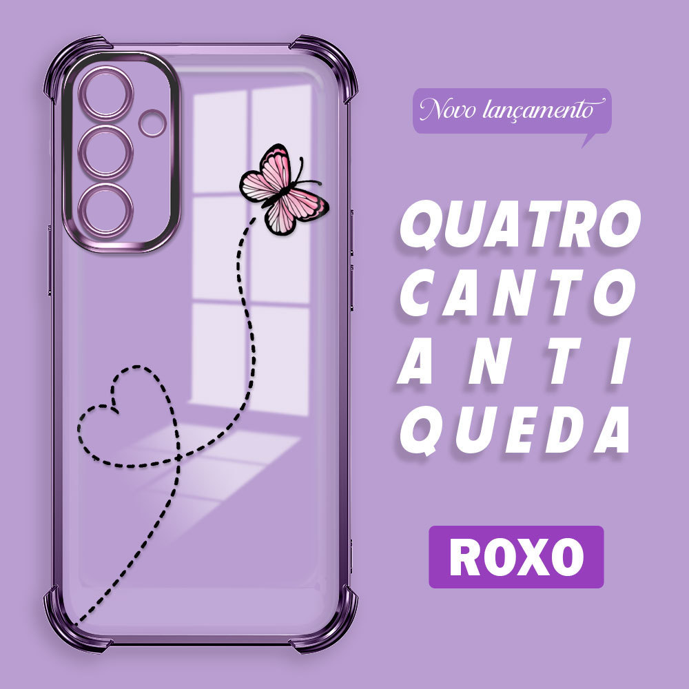 Capinha de Celular Borboleta Minimalista Anti Queda Para Samsung Galaxy A54 5G Capa Macia Case FS0924