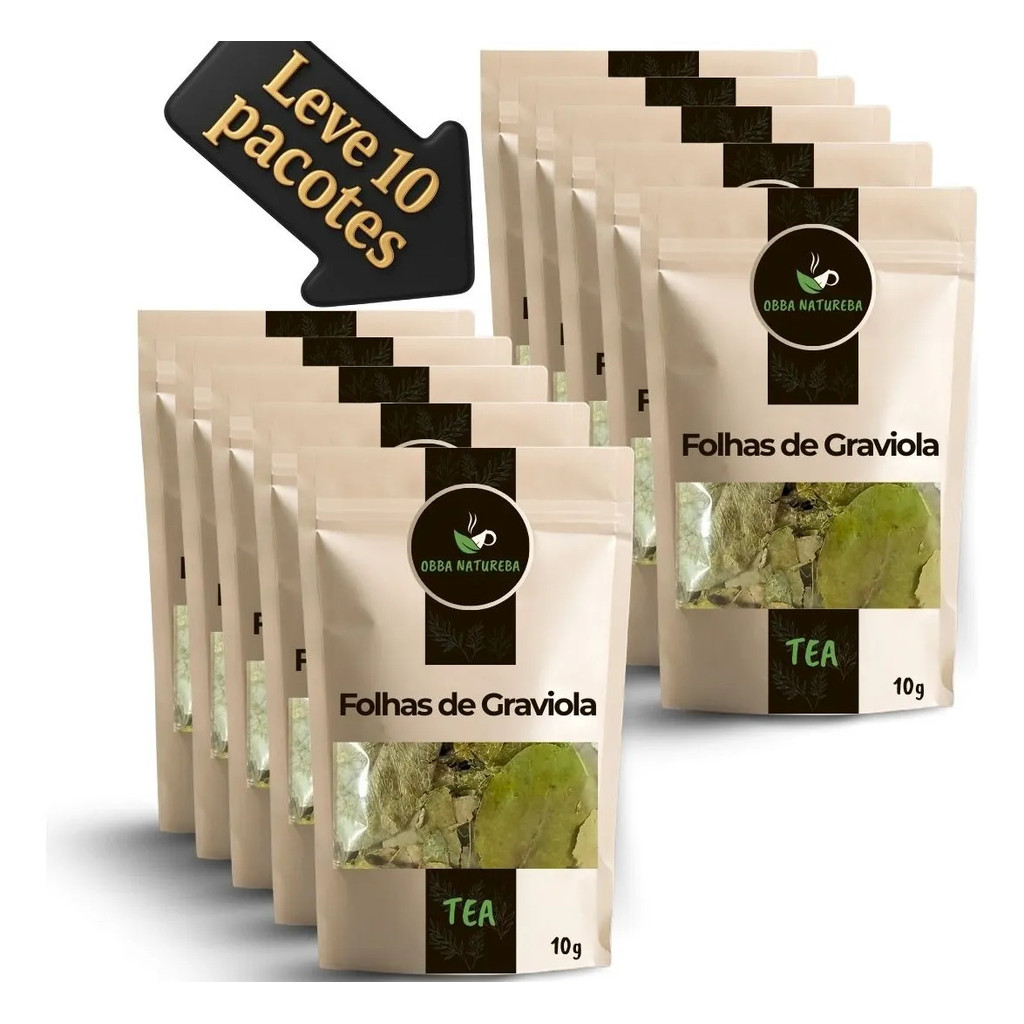Graviola Folhas  Ervas Secas para Chá Sabor Natural- Com 10 Pacotes